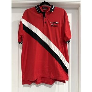 Vintage 90s Inner Harbor Atlanta Braves Polo Shirt Men's Large Red Colorblock